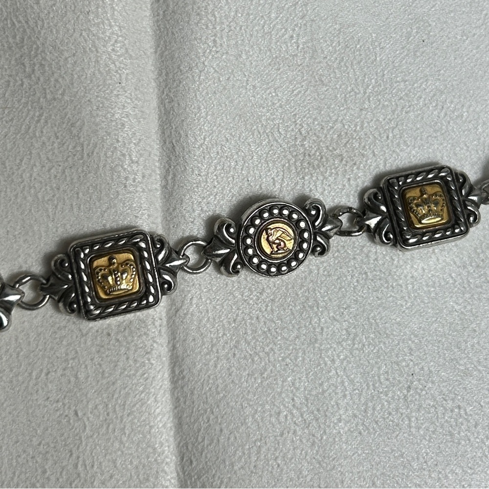 Brighton Victorian Crown Bracelet Two-tone Silver Plated Retired Toggle 7.5” - Picture 8 of 10
